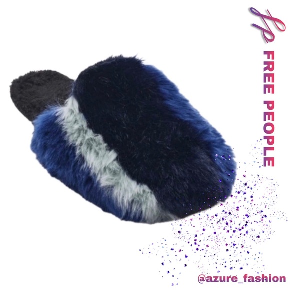 FREE PEOPLE Daylight Faux Fur Slippers in Sapphire!